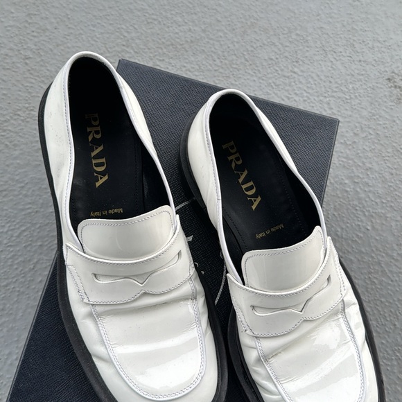 Prada White Patent Loafers - Picture 2 of 6